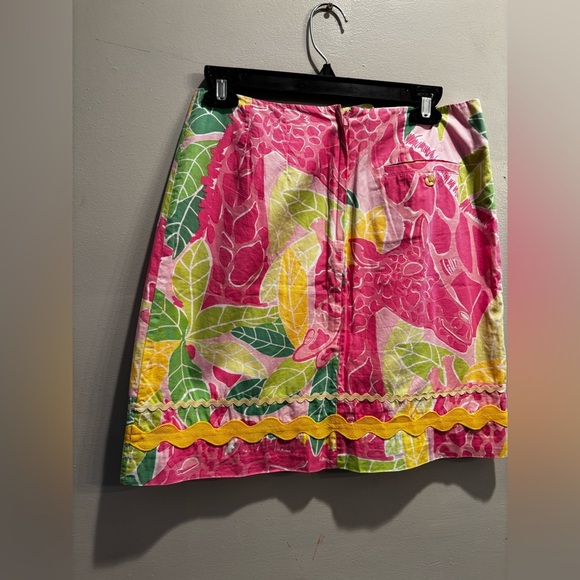 Lilly Pulitzer Pink and Green Leaf Mini Skirt bright size 4 colorful short - Picture 5 of 9